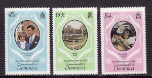 Dominica-Sc#701-3- id8-unused NH set-Royal Wedding-Princess Diana-1981-