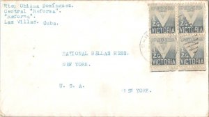 Cuba 1/2c Victory Postal Tax (4) 1951 Cienfuegos, Cuba to York, N.Y.  Two sma...