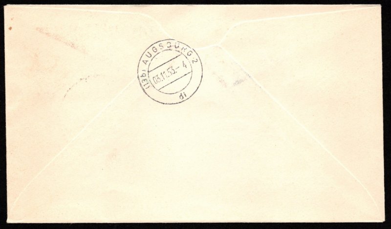 GER SC #B334-7 1953 S-P/For Welfare Organizations FDC 11-02-1953, REG'D (304)