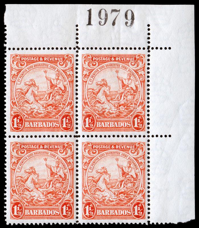 Barbados Scott 168b Plate Block of 4 (1925) Mint NH F-VF C