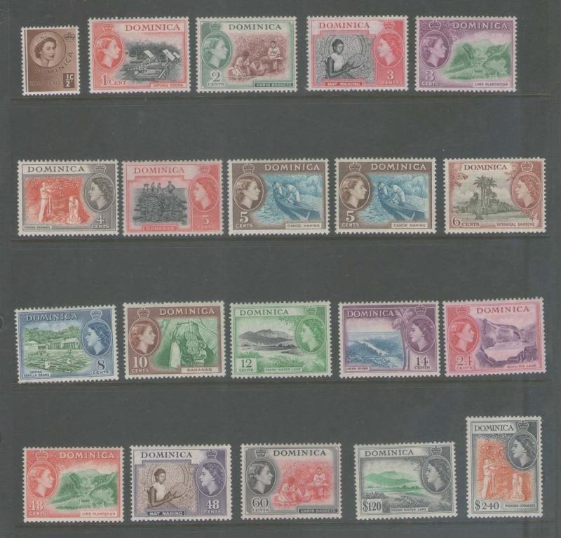 Dominica 1954SG 140-158+147a set of 20 MH/MNH