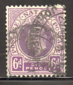 Natal Scott 110 Used H - 1908 6p King Edward VII - SCV $3.50