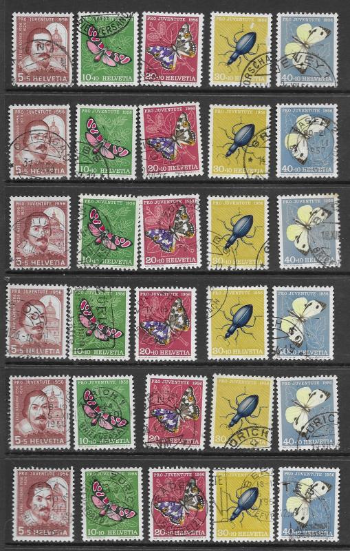 Switzerland B257-61,B267-71 used sets,  f-vf, see desc. 2019CV $99.20