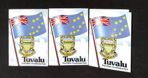 Tuvalu Post Office Presentation Packs, 3 Different, 287-290, 307-10, 328-31 MNH