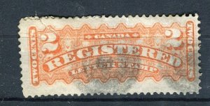 CANADA; 1875 early classic QV REGISTERED issue fine used 2c. value