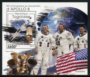 TOGO 2023 55th ANNIVERSARY OF THE LAUNCH OF  APOLLO 8 SOUVENIR SHEET MINT NH