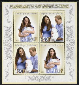 DJIBUTI - 2013 - Birth of Royal Baby, George - Perf 4v Sheet -Mint Never Hinged