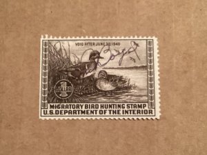 US REVENUE #RW6 DUCK STAMP USED 1936 cat $50 SE