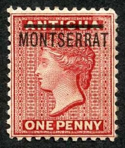 Montserrat SG1 Antigua 1d opt Montserrat wmk Crown CA Perf 12 Fine M/Mint