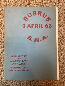 BURRUS COLLECTION B.N.A. - April 2, 1963 Robson Lowe Auction Catalogue