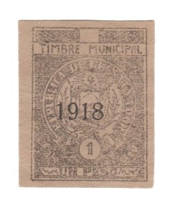 EL SALVADOR MUNICIPAL REVENUE TAX STAMP 1918. # 4