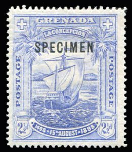 Grenada #47S (SG 56s) Cat£85, 1898 2 1/2p ultramarine, overprinted Specimen,...