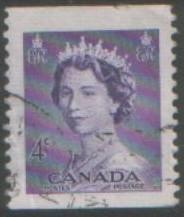 Canada 1953 4c coil stamp SG460 used