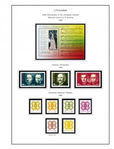 COLOR PRINTED LITHUANIA 1990-2019 STAMP ALBUM PAGES (103 illustrated pages)