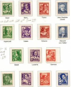 Switzerland B65-B76, B81-84 Sets Mint never hinged