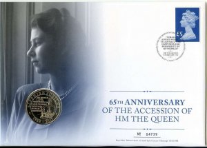 2017 Sapphire 65th Ann. of Accession of HM The Queen £5 Pound Coin Cover