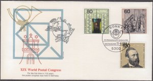 GERMANY Sc # 1420a-c FDC - FROM S/S  - SINGLES ONLY - 1984 UPU CONGRESS
