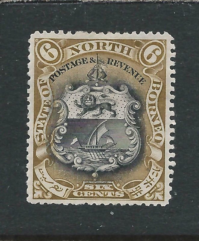 NORTH BORNEO 1897-1902 6c BLACK & BISTRE-BROWN PERF 14½-15 MM SG 101a CAT £55