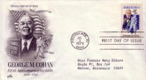 FDC Sc# 1756 George M. Cohan Artcraft K71