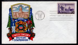 US 957 Wisconsin Staehle U/A FDC