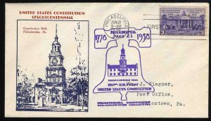 United States First Day Covers #835-21, 1938 3c Constitution Ratification, un...