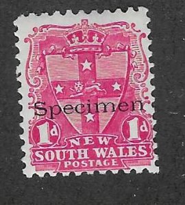 New South Wales #98  1p Seal Specimen (MH) CV$75.00