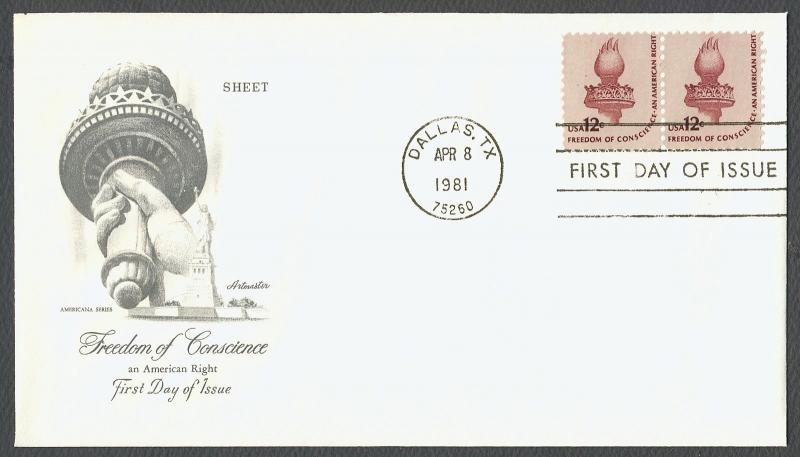 #1594 12c Liberty Torch, Artmaster-Addressed FDC **ANY 4=FREE SHIPPING**