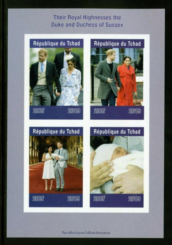 CHAD 2019 DUKE AND DUCHESS OF SUSSEX  SHEET IMPERFORATE   MINT NEVER HINGED