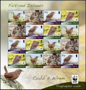 Falkland Islands 2009 Sc 997a Birds Wren WWF CV $52.50