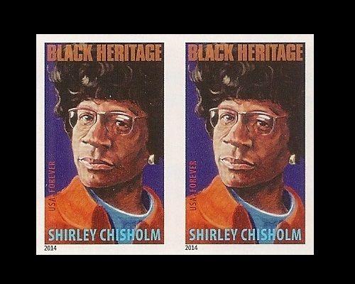 US 4856a Black Heritage Shirley Chisholm imperf NDC horz pair (2) MNH 2014