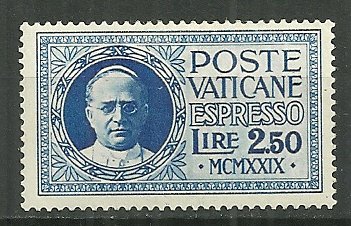 1929 Vatican E2  2.50Lira Pope Pius XI Special Delivery MH SCV$15