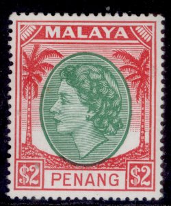 MALAYSIA - Penang QEII SG42, $2 emerald & scarlet, M MINT. Cat £21.