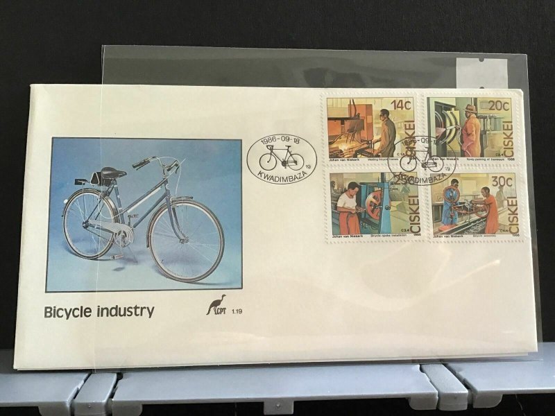 Ciskei 1986 Bicycle Industry with bicycle cancel stamps cover R27971 