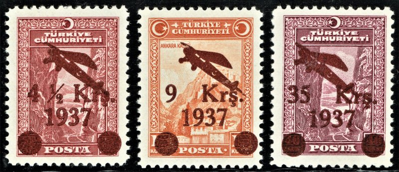 [mag903] TURKEY 1937 Scott#C6/8 MNH cv:$150 (Key value with a Superb centering)