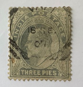 India 1902 Scott 60 used - 3p, King Edward VII