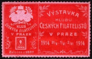 1914 Czechoslovakia Poster Stamp Exhibition of Czech Philatelists Prague (Pink)