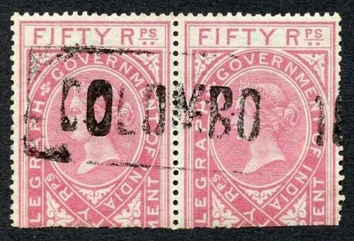 Ceylon Telegraph SGZT15 50r Rose with Colombo (type 1) cancel 