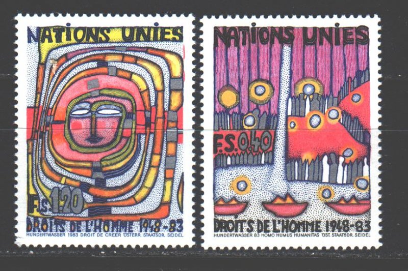 UN Geneva. 1983. 117-18. Human Rights Painting. MNH.