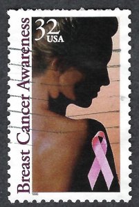 United States #3081 32¢ Breast Cancer Awareness (1996). Used.