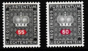 Liechtenstein 1968 White Paper Variety O42 & O43 VF/NH Signed Sieger. Officials