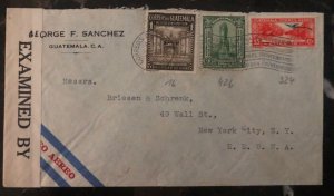 1942 Guatemala Censored Airmail Cover To New York USA