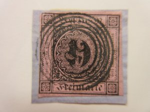 German States BADEN Scott 4 USED on piece Lot11 Cat $26