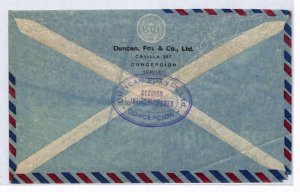 CHILE Air Mail Cover 5 Pesos SEA-PLANE Concepcion 1952 London {samwells}YV100