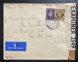 1941 Midhurst England Censored Airmail Cover To New York USA