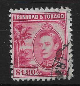 TRINIDAD & TOBAGO SG256 1940 $4.80 ROSE-CARMINE USED