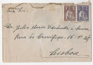 PORTUGAL 1918 TORRES VEDRAS to LISBON CERES cover 1+2,5 c. Sc#230,235 Mf#211,221