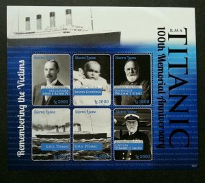 Sierra Leone Titanic 100th Anniversary 2012 Sinking Ship Movie (sheetlet) MNH