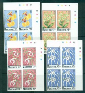 Montserrat 1985 Orchids IMPERF Cyl. Traffic Light Blks 4 MUH lot68575