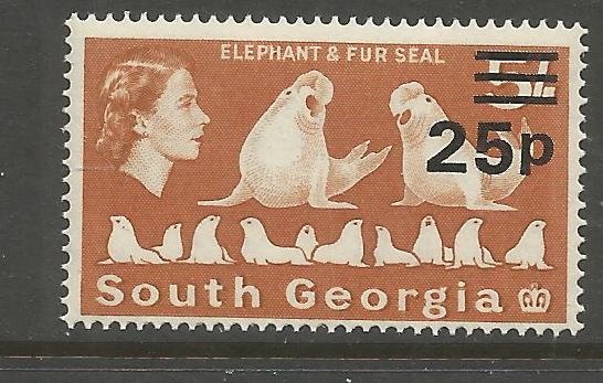 SOUTH GEORGIA 29 MNH, ELEPHANT AND FUR SEAL, SURCHARGED