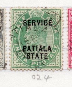 Indian States Patiala 1903-10 Early Issue Fine Used 1/2a. Optd 203580